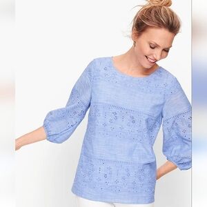 Embroidered Voile Top- Cross Dye